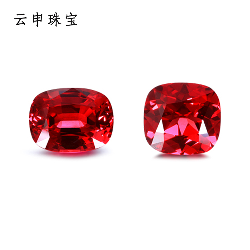 再生培育枕形紅寶石裸石 實驗室人工合成緬甸抹谷墊形鴿血紅紅寶石全解析